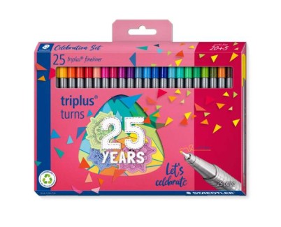 Staedtler Triplus Fineliner 334 Pack de 25 Rotuladores de Punta Fina - Trazo 0.3mm Aprox - Tinta Base de Agua - Colores Surtidos