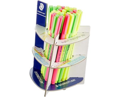 Staedtler Triplus Textsurfer 362 Expositor de 30 Marcadores Fluorescentes - Trazo 1 - 4mm Aprox - Tinta Base de Agua - Colores Surtidos