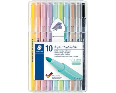Staedtler Triplus Textsurfer 362 Pack de 10 Marcadores Fluorescentes - Trazo 1 - 4mm Aprox - Tina Base de Agua - Colores Surtidos