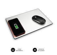 Subblim Alfombrilla de Escritorio Aluminio - Tamaño 10x10cm - Cargador Inalambrico Para Smartphone - Base Antideslizante - Bordes Reforzados