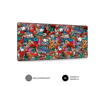 Subblim Alfombrilla de Raton Graffiti - Tama&ntilde;o 900x400mm - Caucho Antideslizante - Bordes Cosidos - Alta Elasticidad - Tecnologia de Impresion de Alta Precision y Calidad - Facil de Limpiar - Color Varios