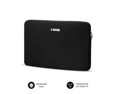Subblim Business Laptop Sleeve Neoprene Funda para Portatiles hasta 14\" - Fabricada en Neopreno - Delgada y Ligera - Doble Cremallera - Color Negro