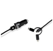 Subblim Cargador de coche doble USB - Longitud 1m - Carga rápida hasta 2.400Amp/12W - Exterior de fibra de nailon resistente - Color Negro