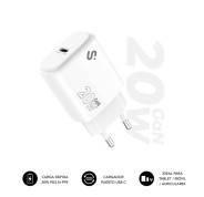 Subblim Cargador de Pared GaN 20W - USB-C -  Carga rápida - Color Blanco