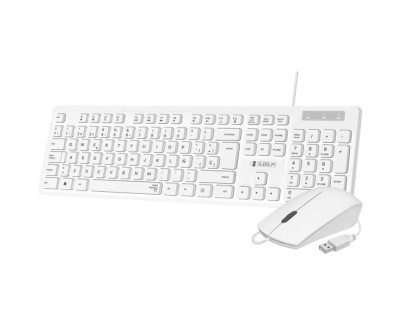 Subblim Combo Business Slim Silencioso - Teclado y ratón - Ergonómico y resistente a salpicaduras - Conector USB Plug & Play - Ratón con precisión de 1200 DPI - Color Blanco