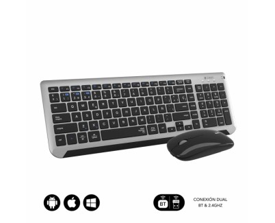 Subblim Combo Dual Prestige - Teclado y Raton Inalambricos - Bluetooth y 2.4G - Funcionamiento Silencioso - Color Gris Negro