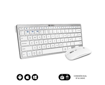 Subblim Combo Multidispositivo Compacto - Conectividad Inalambrica Multidispositivo - Compatible con Windows, Android, Ios y Macos - Control Multimedia - Teclado en Espa&ntilde;ol - Color Blanco