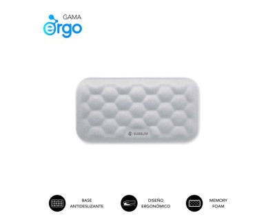 Subblim Ergo Airpadding Reposamuñecas para Raton - Espuma Viscoelastica 65D - Tejido AirMesh Transpirable - Base Antideslizante - Color Plata