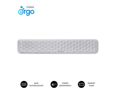 Subblim Ergo Airpadding Reposamuñecas para Teclado - Espuma Viscoelastica 65D - Tejido AirMesh Transpirable - Base Antideslizante - Color Plata