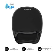 Subblim Ergo Crystal Flex Alfombrilla Ergonomica para Raton - Gel Refrigerante Autoajustable - Diseño Ondulado Ergonomico - Base Antideslizante - Color Negro