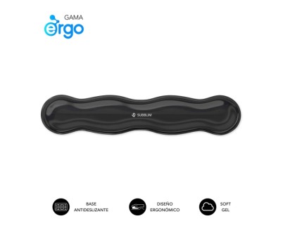 Subblim Ergo Crystal Flex Reposamu&ntilde;ecas para Teclado - Gel Refrigerante Autoajustable - Dise&ntilde;o Ondulado Ergonomico - Base Antideslizante - Color Negro