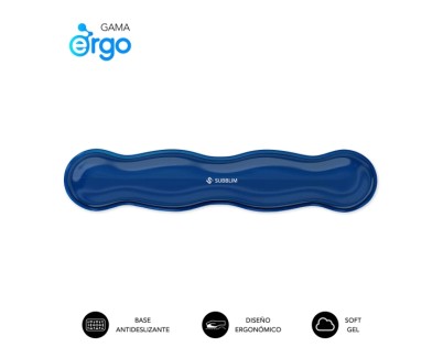 Subblim Ergo Crystal Flex Reposamuñecas para Teclado - Gel Refrigerante Autoajustable - Diseño Ondulado Ergonomico - Base Antideslizante - Color Azul