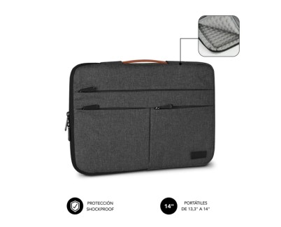 Subblim Funda Air Padding 360 Port&aacute;til de 13.3\" a 14\" - Protecci&oacute;n 360&ordm; con Air Padding - M&uacute;ltiples bolsillos - Resistente y duradera - Color Gris Oscuro