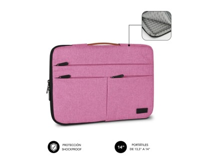 Subblim Funda Air Padding 360 Port&aacute;til de 13.3\" a 14\" - Protecci&oacute;n 360&ordm; con Air Padding - M&uacute;ltiples bolsillos - Resistente y duradera - Color Rosa