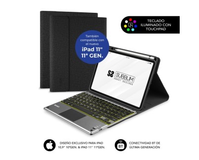 Subblim Funda con Teclado Excluisva para iPad 10&ordf; y 11&ordf; Generaci&oacute;n de 10.9\" y 11\" - Teclas Retroiluminadas - Bluetooth - TouchPad - Color Negro