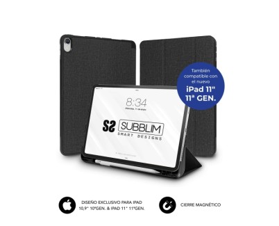 Subblim Funda Exclusiva para Ipad 10&ordf; y 11&ordf; Generacion de 10.9 y 11 Pulgadas - Shock Case - Bordes Reforzados - Carcasa Trasera Rigida - Dise&ntilde;o Ultraligero - Funcion Atril - Espacio para Apple Pencil - Cierre Magnetico - Color Negro