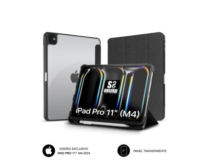 Subblim Funda Exclusiva para iPad Pro 11? M4 2024 - Cierre Magnetico - Bordes Reforzados - 2 Posiciones de Soporte - Color Negro/Transparente