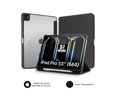 Subblim Funda Exclusiva para iPad Pro 13? M4 2024 - Cierre Magnetico - Bordes Reforzados - 2 Posiciones de Soporte - Color Negro/Transparente