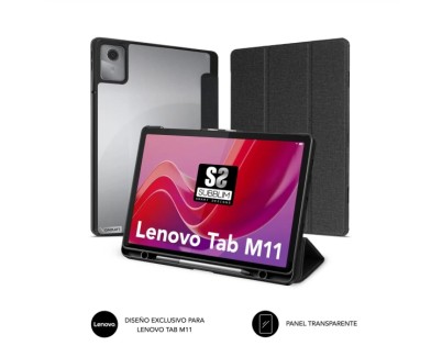 Subblim Funda Exclusiva para Tablet Lenovo Tab M11 - Cierre Magnetico - Bordes Reforzados - 2 Posiciones de Soporte - Color Negro/Transparente