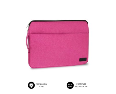 Subblim Funda Urban Port&aacute;til de 13.3\" a 14\" - Proteccion Elegante y Funcional - Tela de Poliester 600D - Interior Acolchado de Foam - Color Rosa