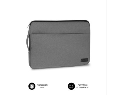 Subblim Funda Urban Port&aacute;til de 13.3\" a 14\" - Proteccion Elegante y Funcional - Tela de Poliester 600D - Interior Acolchado de Foam - Color Gris