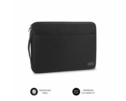 Subblim Funda Urban Portátil de 13.3\" a 14\" - Proteccion Elegante y Funcional - Tela de Poliester 600D - Interior Acolchado de Foam - Color Negro
