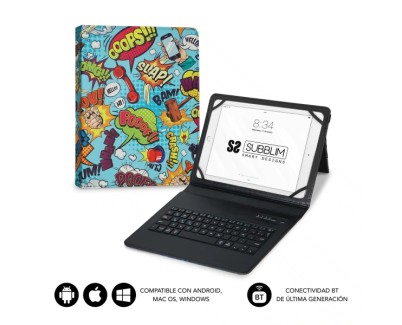 Subblim Keytab Pro Bluetooth Funda universal 9-10.1\" - Dise&ntilde;o ultradelgado - Soporte ajustable - Sistema magn&eacute;tico - Resistente y adaptable - Inal&aacute;mbrico - Bluetooth - Colores Varios