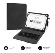 Subblim Keytab Pro USB - Teclado con Funda Universal para Tablets - Comodidad y Flexibilidad al Escribir - Angulo Ideal para Escribir o Ver Videos - Atril Magnetico - Color Negro