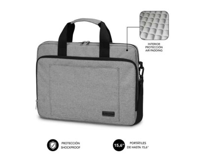 Subblim Maletin para Ordenador Portatil - Dise&ntilde;o Elegante para Portatiles de hasta 15,6\" - Sistema de Proteccion Air Padding - Doble Cremallera - Compartimentos Separados - Gran Capacidad de Almacenamiento - Color Gris