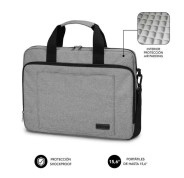 Subblim Maletin para Ordenador Portatil - Diseño Elegante para Portatiles de hasta 15,6\" - Sistema de Proteccion Air Padding - Doble Cremallera - Compartimentos Separados - Gran Capacidad de Almacenamiento - Color Gris