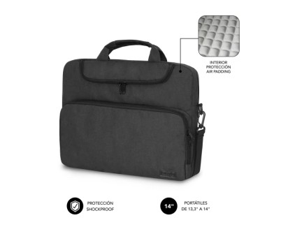 Subblim Maletin para Portatiles de hasta 14\" Pulgadas - Proteccion Air Padding - Resistente Poliester Oxford - Repelente de Liquidos - Color Negro