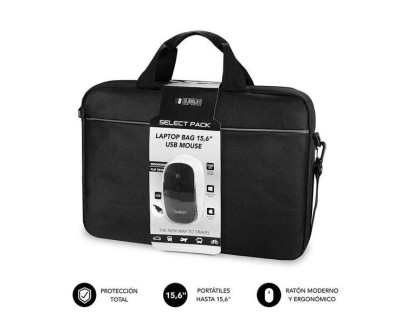 Subblim Maletin Select Pack para Ordenadores de hasta 15.6 Pulgadas - Resistente Poliester - Interior Acolchado y Reforzado - Gran Capacidad de Almacenamiento - Color Negro