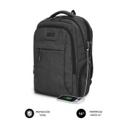 Subblim Mochila Air Padding para Portatil de 16\" - Departamentos y Bolsillos Organizadores - Resistente al Agua - Puerto USB - Color Negro