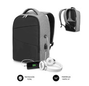 Subblim Mochila Antirrobo para Portatiles 15,6\" - Departamento Independiente - Espacio Acolchado - Air Padding - Doble Cremallera - Color Negro/Gris