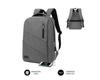 Subblim Mochila City - para Portatiles de hasta 15,6\" - Resistente al Agua - Diseño Actual y Practico - Correas Ajustables - Color Gris