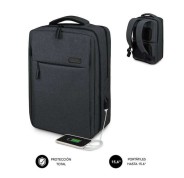 Subblim Mochila para Portatiles de 15,6\" - Espacio Acolchado para Portatil - Bolsillo para Tablet - Organizadores Internos - Puerto USB - Color Negro