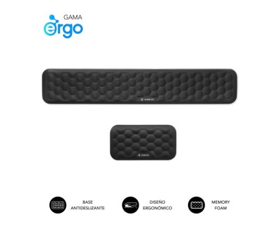 Subblim Pack Ergo Airpadding Reposamu&ntilde;ecas para Teclado y Raton - Espuma Viscoelastica 65D - Tejido AirMesh Transpirable - Base Antideslizante - Color Negro