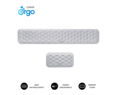 Subblim Pack Ergo Airpadding Reposamu&ntilde;ecas para Teclado y Raton - Espuma Viscoelastica 65D - Tejido AirMesh Transpirable - Base Antideslizante - Color Plata