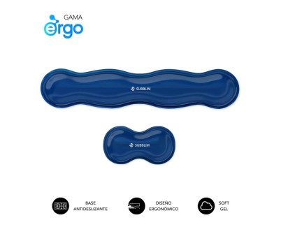 Subblim Pack Ergo Crystal Flex Reposamuñecas para Teclado y Raton - Gel Refrigerante Autoajustable - Diseño Ondulado Ergonomico - Base Antideslizante - Color Azul