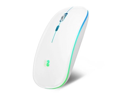 Subblim Rat&oacute;n LED Dual Flat Mouse - Conexi&oacute;n Dual - Silent Click - Iluminaci&oacute;n LED en 7 colores - Bater&iacute;a de larga duraci&oacute;n - Color Blanco
