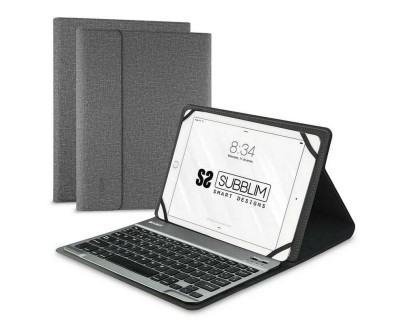 Subblim Teclado Bluetooth extra&iacute;ble - Funda universal 9-10,1\" - Dise&ntilde;o ultradelgado - Soporte ajustable - Acceso a todas las funciones - Sistema magn&eacute;tico - Resistente y adaptable - Inal&aacute;mbrico - Bluetooth - Color Gris