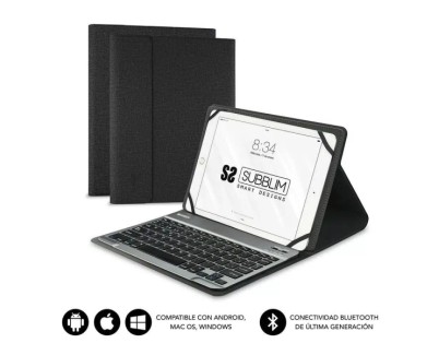 Subblim Teclado Bluetooth extraíble - Funda universal 9-10.1\" - Diseño ultradelgado - Soporte ajustable - Acceso a todas las funciones - Sistema magnético - Resistente y adaptable - Inalámbrico - Bluetooth - Color Negro