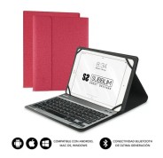 Subblim Teclado Bluetooth extraíble - Funda universal 9-10.1\" - Diseño ultradelgado - Soporte ajustable - Acceso a todas las funciones - Sistema magnético - Resistente y adaptable - Inalámbrico - Bluetooth - Color Rojo