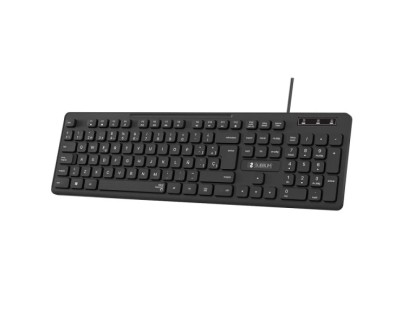 Subblim Teclado Business Slim Silencioso con Cable USB - Dise&ntilde;o Ergonomico y Teclas Planas de Bajo Perfil - Resistente a Derrames - Pulsaciones Silenciosas - Color Negro