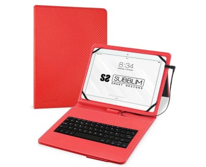 Subblim Teclado con funda universal para Tablets - 10.1\" - Teclas grandes y espaciadas - Resistente a salpicaduras - Cierre magnético - Color Rosa