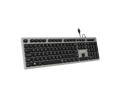 Subblim Teclado Ergonómico Delgado - Teclas silenciosas y cóncavas - Conexión USB Plug and Play - Teclado Numérico - Teclas Ergonómicas - Pulsaciones Silenciosas y Suaves - Color Negro/Gris