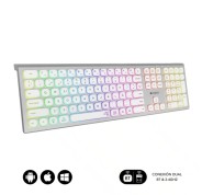 Subblim Teclado Inalambrico Master - Bluetooth y 2.4G - Iluminado - Teclas Ergonomicas de Bajo Perfil - Color Blanco Plata