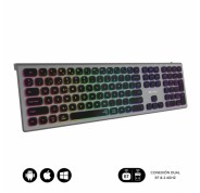 Subblim Teclado Inalambrico Master - Bluetooth y 2.4G - Iluminado - Teclas Ergonomicas de Bajo Perfil - Color Gris Negro