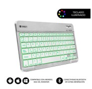 Subblim Teclado Smart Backlit Bt - Conectividad Bluetooth 30 - Iluminacion Ajustable en 7 Colores - Diseño Delgado de 6mm - Tecnologia de Membrana de Alta Precision - Bateria de Larga Duracion - Color Gris