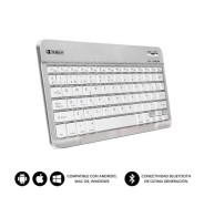 Subblim Teclado Smart Bluetooth - Ultrafino y Ultraligero - Conectividad Wireless Bluetooth 30 - Compatible con Apple, Android, Windows y Smart TV - Diseño Slim de 6Mm - Teclas Tipo Chiclet - Bateria de Larga Duracion - Color Plata